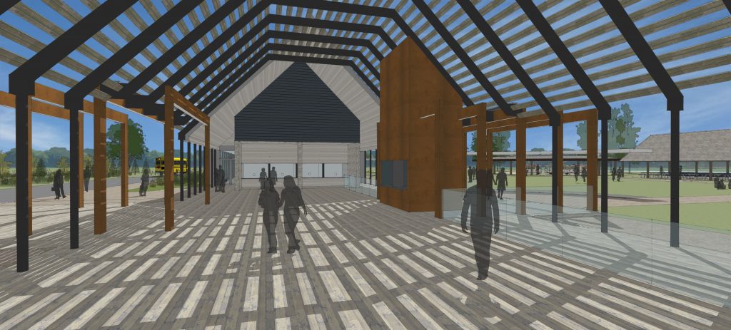CONSTRUCTION OF GUEST ENTRANCE COMPLEX. The entry and exit point for all visitors, the new complex